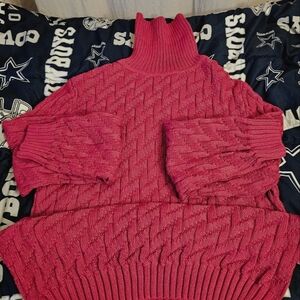 Mens Wine Turtleneck Sweater XL